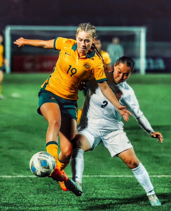 a woman playing football for Australia's national team the Matilda's